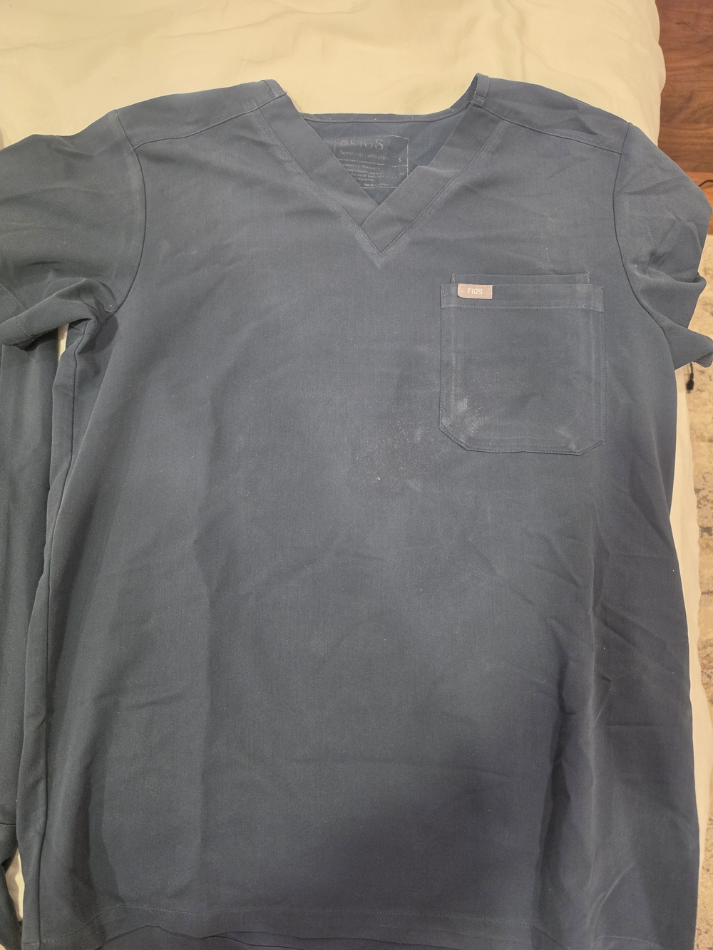 Figs Men’s Dark Harbor Blue V-Neck Scrub Top And Jogger Pants with Chest Pocket